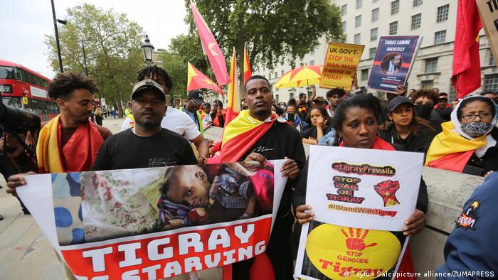 Protesta en Londres, por el fin de la violencia y del bloqueo en Tigray.