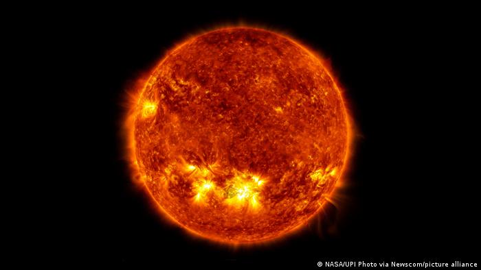 A solar flare in the center of the sun