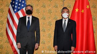 Le chef de la diplomatie américaine Antony Blinken et son homologue chinois Wang Yi, au sommet du G20