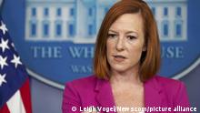 White House Press Secretary Jen Psaki speaks with reporters at the White House on Friday, October 22, 2021. Psaki answered questions regarding President Biden's town hall the previous night in Baltimore, MD. Photo by Leigh Vogel/UPI Photo via Newscom picture alliance