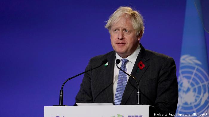 British Prime Minister Boris Johnson speaks during the opening ceremony of the COP26