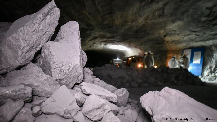 A picture taken in an underground magnesium mine in China.