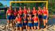 Norway's beach handball team poses during their bronze medal match against Spain in Bulgaria on July 18, 2021 Norway's beach handball team poses during their bronze medal match against Spain in Bulgaria on July 18, 2021