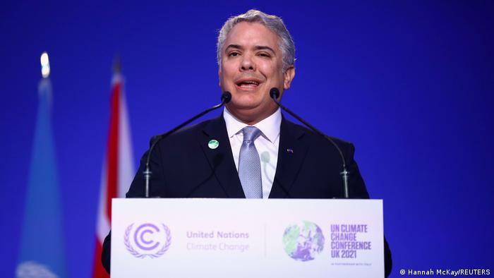 El presidente colombiano, Iván Duque en la cumbre sobre cambio climático en Glasgow. 