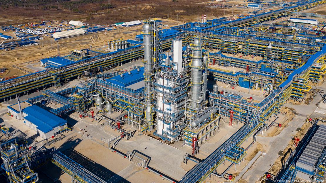 An aerial view of a gas plant