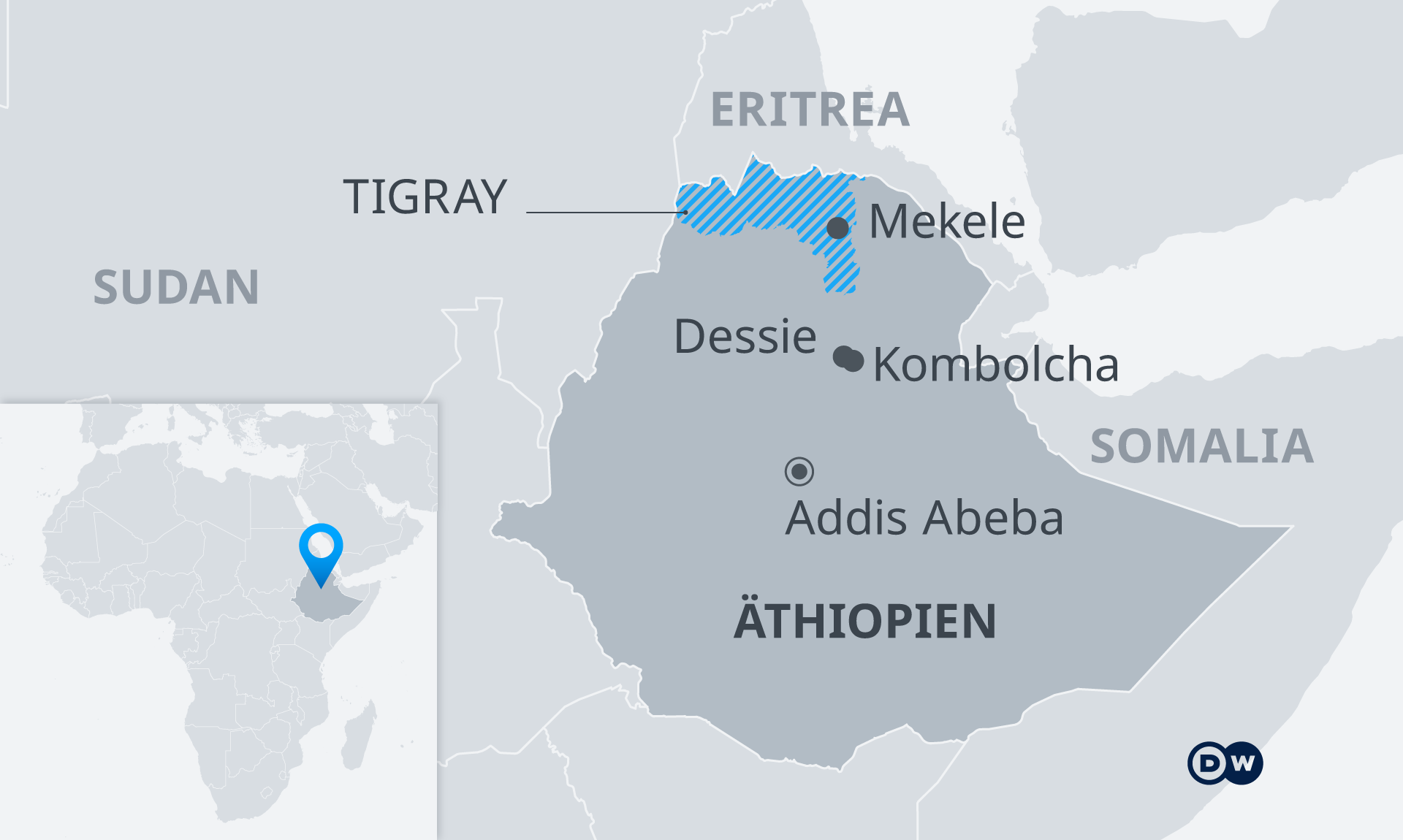 Infografik: Eine Karte von Äthiopien und Tigray