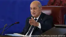 President of the Republic Abdelmadjid Tebboune, during the Government-Walis meeting, at the Palais des Nations at the Club des Pins, in Algiers, Algeria on September 25, 2021, under the theme Economic recovery, regional balance, social justice (Photo by Billal Bensalem/NurPhoto)
