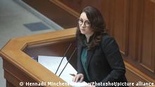 KYIV, UKRAINE - MARCH 30, 2021 - Deputy head of the Office of the President Yuliia Svyrydenko speaks during an extraordinary sitting of the Ukrainian parliament, Kyiv, capital of Ukraine., Credit:Hennadii Minchenko / Avalon