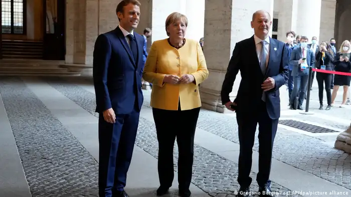 Italien Rom | G20-Gipfel | Macron, Merkel und Scholz