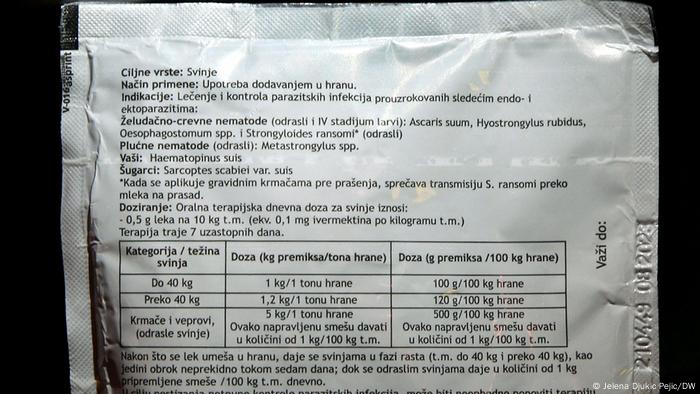 Препораките за употреба на Ивермектин на задната страна од пакувањето на лекот