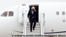 09/06/2021. Cornwall, United Kingdom. Prime Minister Boris Johnson - Cornwall visit ahead of the G7. Cornwall. The Prime Minister Boris Johnson arrives at Newquay Airport ahead of Friday's G7 summit., Credit:Andrew Parsons / Avalon