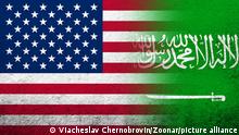 United States of America (USA) national flag with Saudi Arabia National flag. Grunge background