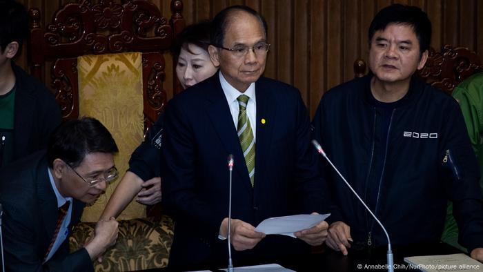 台湾立法院长游锡堃访美期间，呼吁国际社会捍卫台湾民主（资料照）