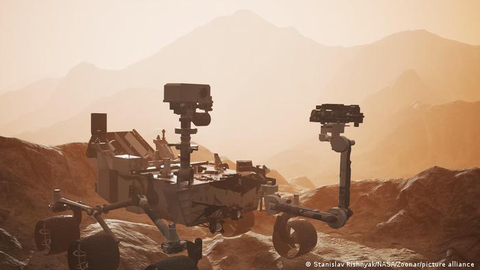 El róver Curiosity explorando la superficie del planeta rojo. 