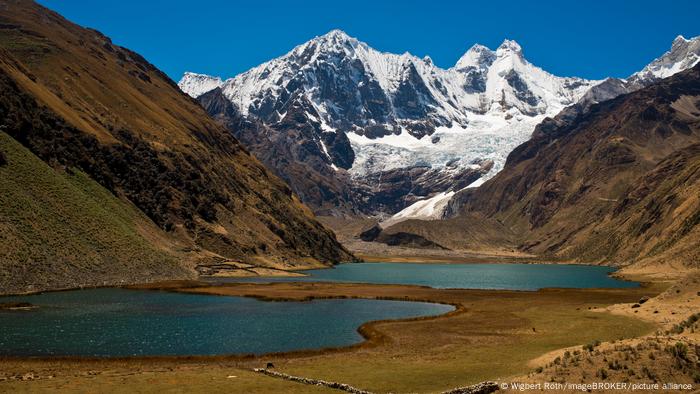 The Jahuacocha Lagoon in the Cordillera Huayhuash, in the department of Áncash in Peru