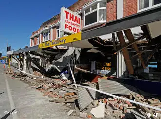 新西兰地震毁坏的街道