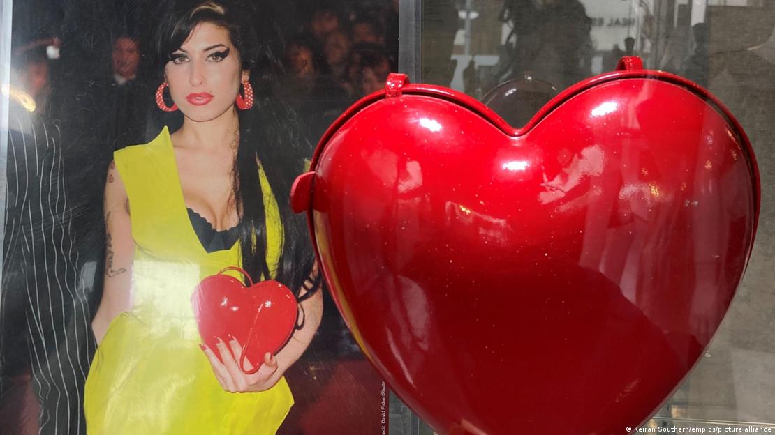 Red heart-shaped bag owned by singer Amy Winehouse