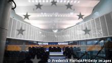 This photo shows the inside of the European Court of Human Rights (ECHR) in Strasbourg, eastern France, on February 7, 2019. (Photo by FREDERICK FLORIN / AFP) (Photo credit should read FREDERICK FLORIN/AFP via Getty Images)