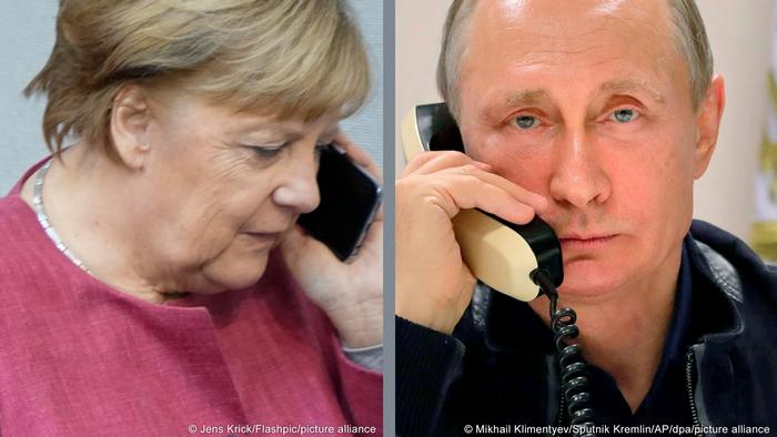 Merkel Putin Telefon Kombobild