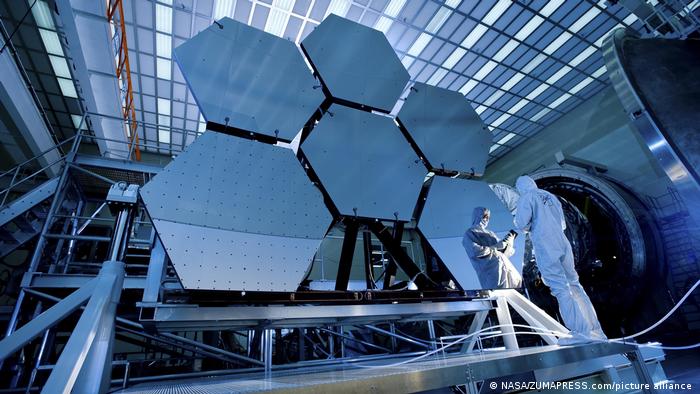 Technicians running tests on the James Webb Space Telescope prior to launch