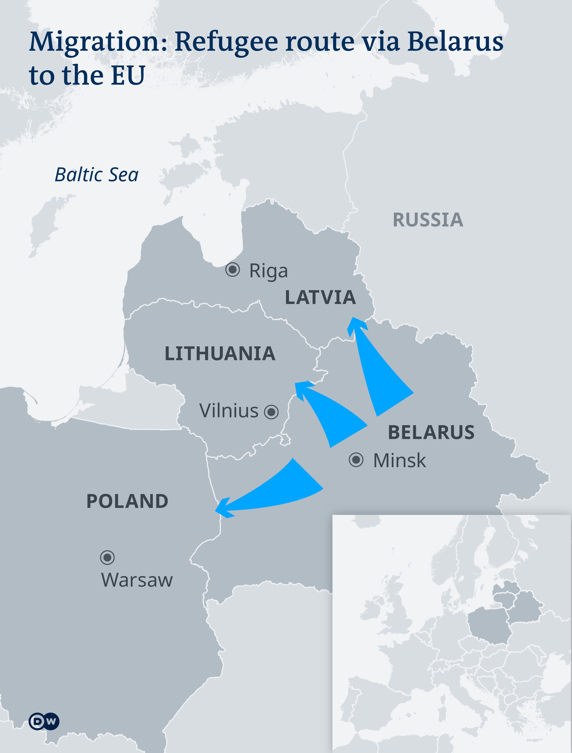 les routes des réfugiés vers la Pologne