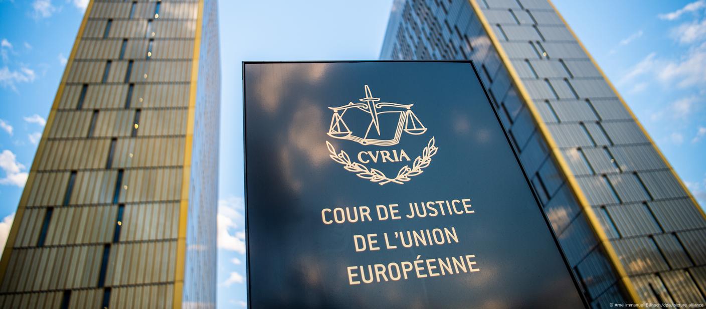 A plaque outside the European Court of Justice