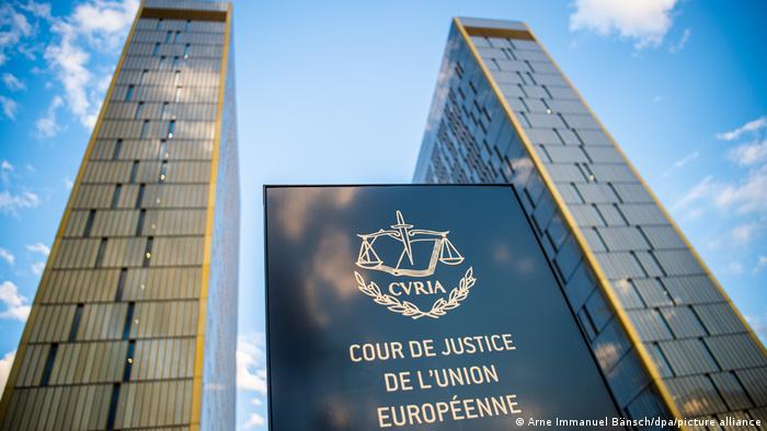 A plaque outside the European Court of Justice