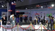 210526 -- NANCHANG, May 26, 2021 -- Photo taken on May 26, 2021 shows drones displayed at an exhibition featuring satellite navigation achievements during the 12th China Satellite Navigation Conference CSNC 2021 in Nanchang, capital of east China s Jiangxi Province. The 12th China Satellite Navigation Conference CSNC 2021 kicked off here on Wednesday, highlighting the role of spatiotemporal data. The three-day conference focuses on the most recent technological and industrial application achievements of the BeiDou Navigation Satellite System BDS and development trends of global navigation satellite systems GNSS. EyesonSci CHINA-JIANGXI-NANCHANG-SATELLITE NAVIGATION CONFERENCE CN PengxZhaozhi PUBLICATIONxNOTxINxCHN, China , Dronen , Drone, China Satellite ,Navigation ,Conference ,CSNC ,2021