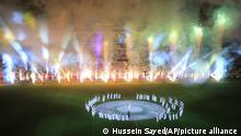 A general view of the Al Thumama Stadium is seen during official inauguration ceremony in Doha, Qatar, Friday, Oct. 22, 2021 The stadium will be one of the venueas for the World Cup 2022 in Qatar. (AP Photo/Hussein Sayed)