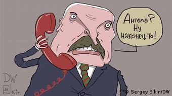 Карикатура Сергея Ёлкина про телефонный разговор Меркель и Лукашенко 
