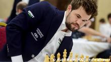 STRUGA, NORTH MACEDONIA - SEPTEMBER 21: The current world chess champion Magnus Carlsen from Norway competes in the European Chess Club Cup in Struga, North Macedonia on 21 September 2021. Nake Batev / Anadolu Agency