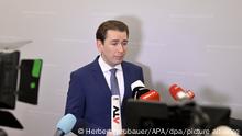 Sebastian Kurz, ÖVP-Fraktionschef und Ex-Kanzler Österreichs, spricht im Rahmen einer Sondersitzung des Nationalrats zu Journalisten. Das österreichische Parlament hat die Aufhebung der rechtlichen Immunität von Ex-Kanzlers Sebastian Kurz eingeleitet. +++ dpa-Bildfunk +++