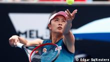 15.01.2019
FILE PHOTO: Tennis - Australian Open - First Round - Melbourne Park, Melbourne, Australia, January 15, 2019. China’s Peng Shuai serves during the match against Canada’s Eugenie Bouchard. REUTERS/Edgar Su/File Photo