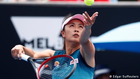 Chinese tennis player Peng Shuai in action 