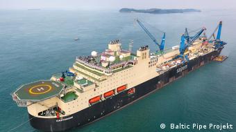 Saipem's pipe-laying vessel Castorone is building the Baltic Pipe gas pipeline in the Baltics 