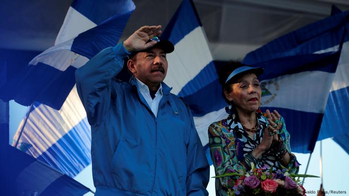 Nicaraguas Präsident Ortega während einer Demonstration in Managua