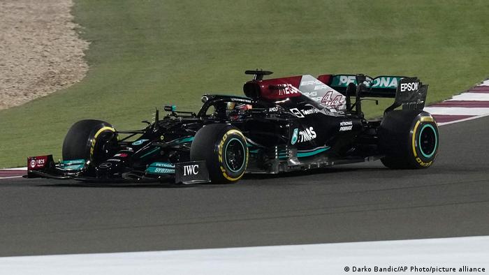 El coche de Hamilton durante la carrera.