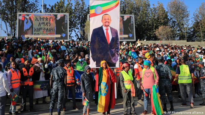 A poster of Ethiopian Prime Minister Abiy Ahmed