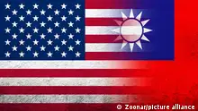 United States of America (USA) national flag with Taiwan National flag. Grunge background