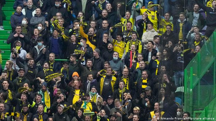 Borussia Dortmund fans at the club's Champions League contest against Sporting CP