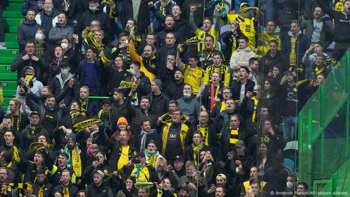 Borussia Dortmund fans at the club's Champions League contest against Sporting CP