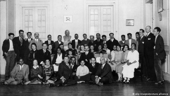 Reception for members of the Mexican Communist Party at the Soviet Embassy in Mexico City, of which photographer Modotti was a member.