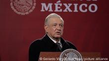 AndrÃ©s Manuel LÃ³pez Obrador, President of Mexico, during the ceremony to present the 2021 National Sports Award to the athletes who were selected for the award. The high-performance athletes who were recognised with the National Sports Award 2021 are: -Aremi Fuentes Zavala, weightlifting (bronze medal at the Tokyo Olympics). -Julio CÃ©sar UrÃ­as Acosta, baseball (Los Angeles Dodgers baseball player). -MÃ³nica Olivia RodrÃ­guez Saavedra, athletics. -Jannet AlegrÃ­a PeÃ±a, Paralympic taekwondo. -JosÃ© Manuel Zayas, weightlifting. -Mayte Ivonne ChÃ¡vez GarcÃ­a, professional football. -MarÃ­a del Rosario Espinoza Espinoza, taekwondo. -Carlos Armando GirÃ³n GutiÃ©rrez, diving. (Photo by Gerardo Vieyra/NurPhoto)