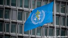 This photograph taken on March 5, 2021 shows the flag of the World Health Organization (WHO) at their headquarters in Geneva amid the Covid-19 coronavirus outbreak. (Photo by Fabrice COFFRINI / AFP)