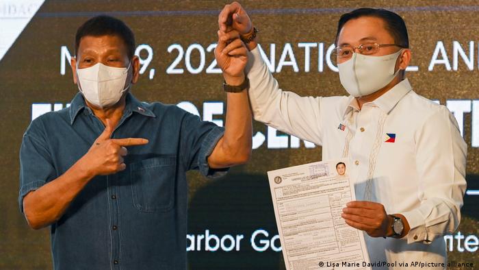 Philippine President Rodrigo Duterte and Senator Christopher Bong Go
