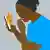 animation of woman looking at phone on fire