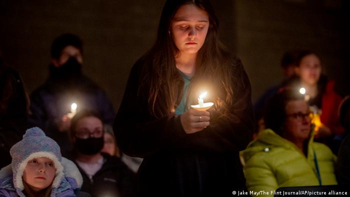 Students at a prayer vigil in Oxford, Michigan
