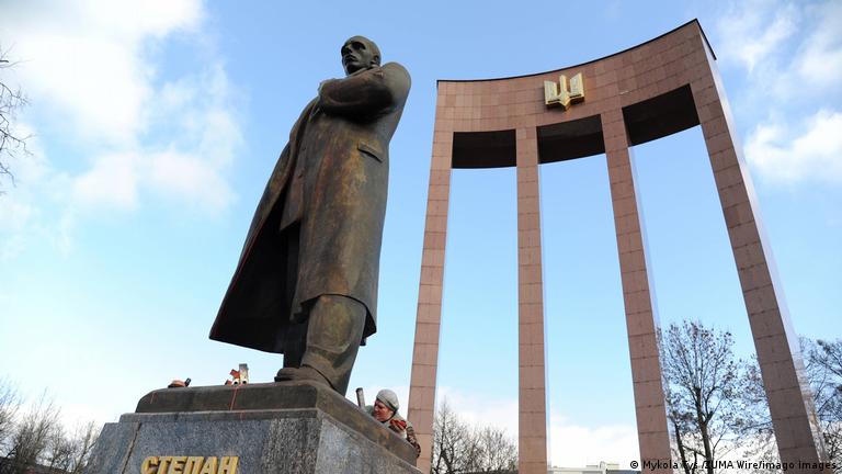 A monument to Stepan Bandera in Lviv