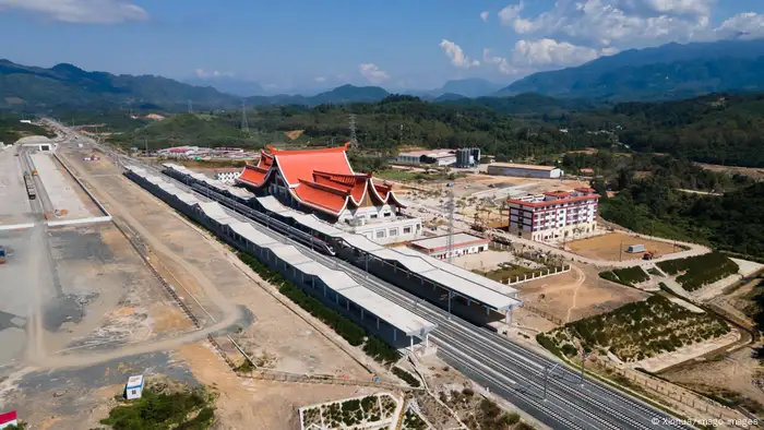 圖為2021年拍攝的中國與老撾一帶一路項目中老鐵路。