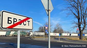 queue of trucks on the border of Belarus and Poland 